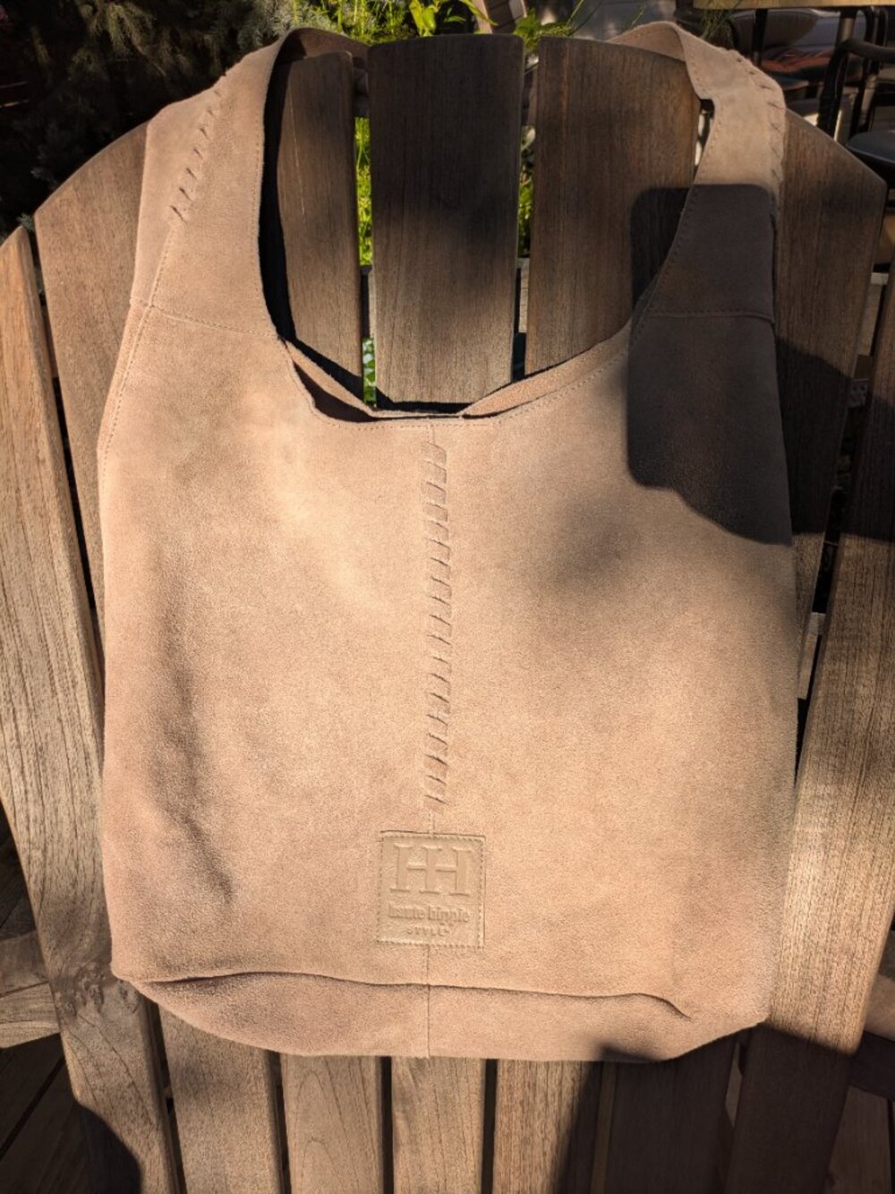 Haute Hippie Suede Leather Festival Hobo Bag w/ Removable Zipper Pouch Taupe. - Picture 8 of 8